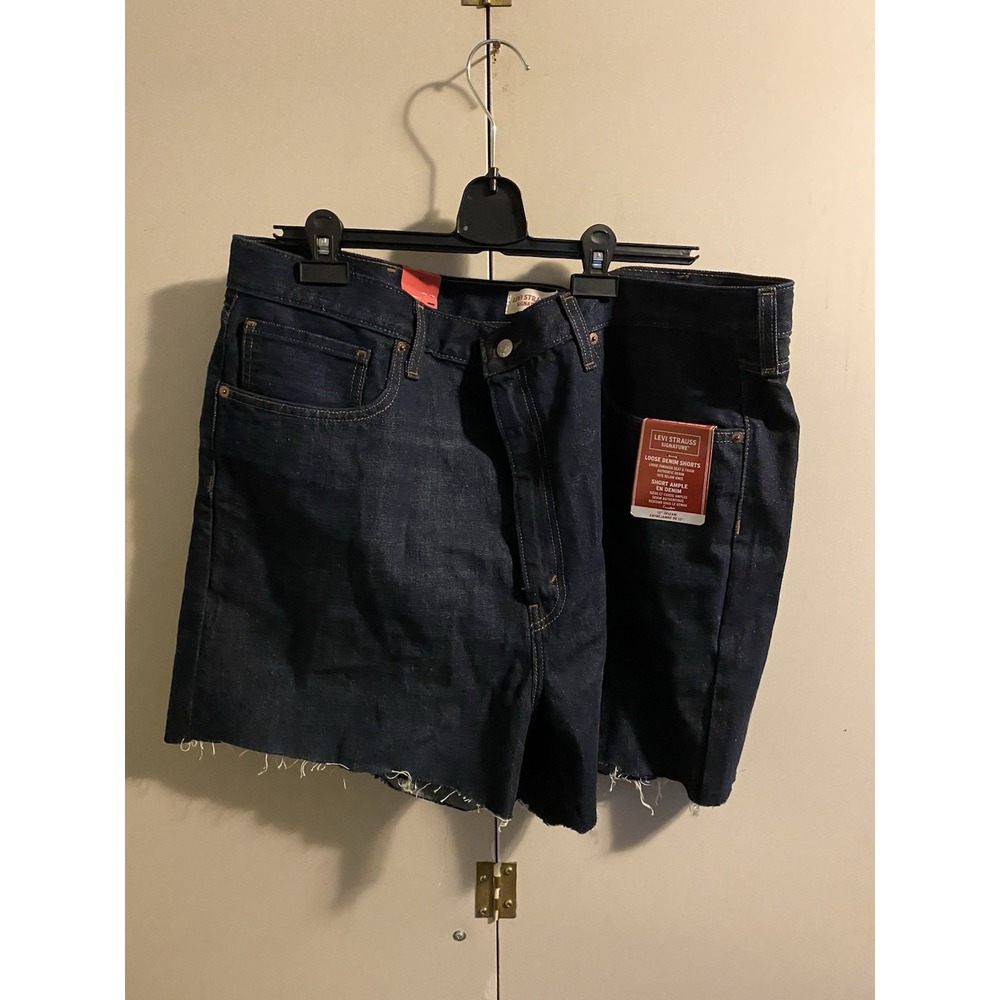 Levi Strauss Signature Denim Shorts Mens 40 Blue NWT Loose Fit Cut Off E24
